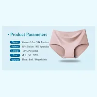 (Pack of 3 - Multi Color Womens Seamless Hipster Ice Silk Panty, Briefs Woman Seamless Underwear Panties Seamless String Panty-thumb1