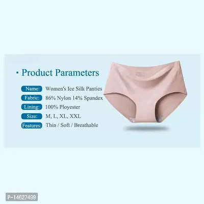 (Pack of 3 - Multi Color Womens Seamless Hipster Ice Silk Panty, Briefs Woman Seamless Underwear Panties Seamless String Panty-thumb2