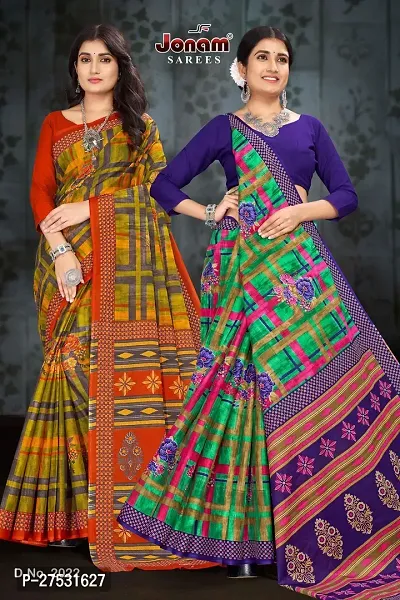 Trendy Cotton Saree for Women - Pack of 2