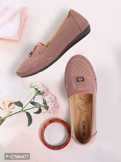 Elegant Peach Synthetic Leather Bellies For Women