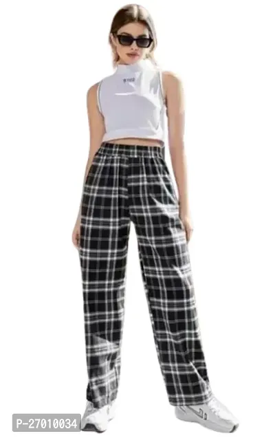 Stylish and comfortable check black pajama casual wear (pack of 1)-thumb0