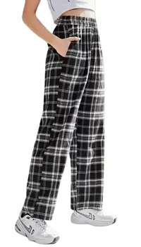 Stylish and comfortable check black pajama casual wear (pack of 1)-thumb1