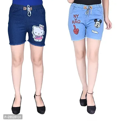 Comfortable and stylish girls denim combo short casual short-thumb0