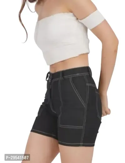 Fashionable and Stylish Black Denim Jeans shorts For Women-thumb0