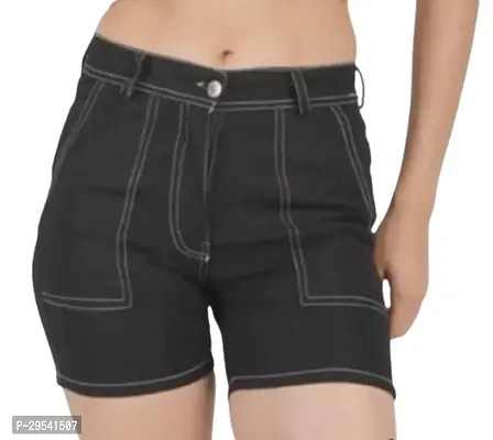 Fashionable and Stylish Black Denim Jeans shorts For Women-thumb2