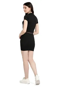 Black Crepe Solid Co Ord Sets For Women-thumb1