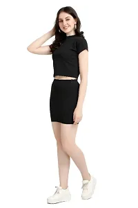 Black Crepe Solid Co Ord Sets For Women-thumb2
