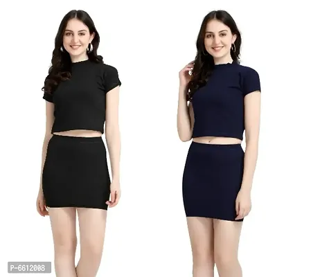 Casual Regular Sleeves Solid Women Body Relaxed Plan Crop Top (Combo Pack 2)