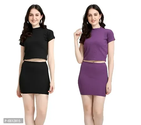 Casual Regular Sleeves Solid Women Body Relaxed Plan Crop Top (Combo Pack 2)-thumb0