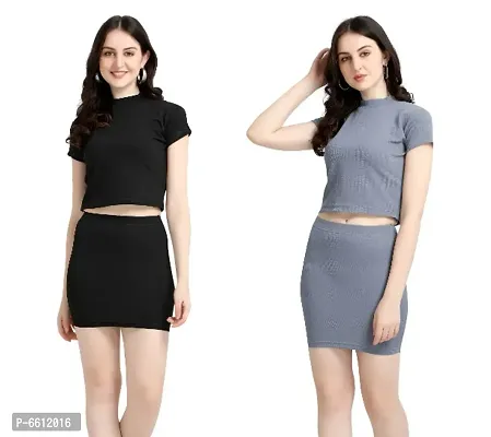 Casual Regular Sleeves Solid Women Body Relaxed Plan Crop Top (Combo Pack 2)-thumb0
