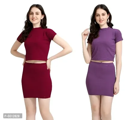 Casual Regular Sleeves Solid Women Body Relaxed Plan Crop Top (Combo Pack 2)