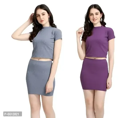 Casual Regular Sleeves Solid Women Body Relaxed Plan Crop Top (Combo Pack 2)-thumb0