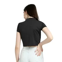 Stylish Fancy Solid Polyester Mini Crop Top For Women-thumb1