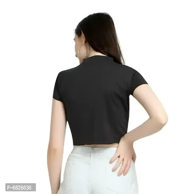 Stylish Fancy Solid Polyester Mini Crop Top For Women-thumb2