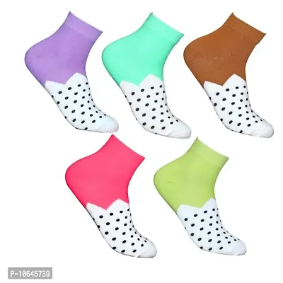 New Arrival Winter Collection Cotton Self Design Ankle Length Womens Socks (Pack Of 05)-thumb0