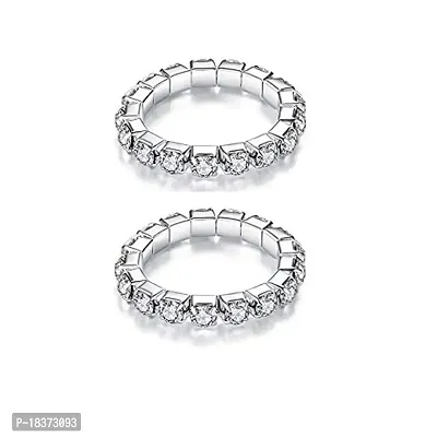 Fashion Accessories Toe Ring Oxidized Silver Sterling White Colored Stone Adjustable Toe Ring Jewelry for Women. (024)