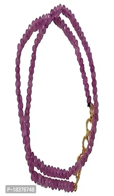 fashion accessories Black Crystal chain Glass stone beads single line chain and mala for women and girls (Purple)