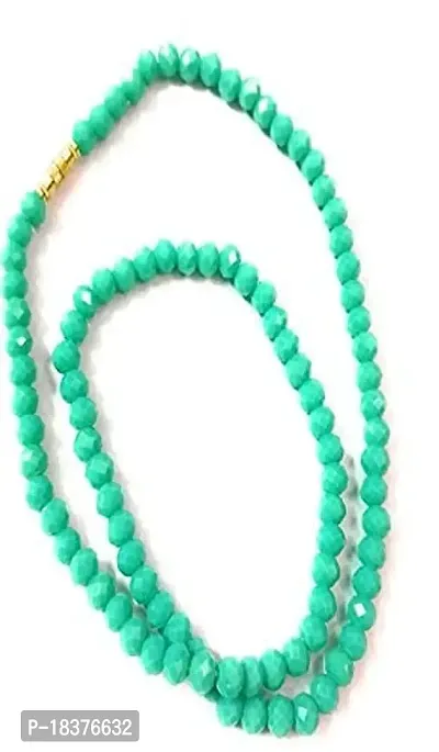 fashion accessories Black Crystal chain Glass stone beads single line chain and mala for women and girls (Green)