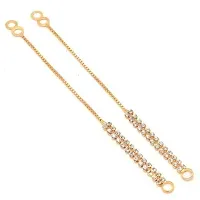 A-One Collection Ear Chain Kan Chain Gold Tone Crystal Ear to Hair Accessory for Girl  Women, SET OF 3 SET A-One Collection-thumb2