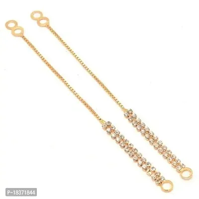 A-One Collection Ear Chain Kan Chain Gold Tone Crystal Ear to Hair Accessory for Girl  Women, SET OF 3 SET A-One Collection-thumb3