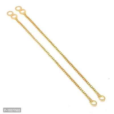 Earchain Single Layer Oxidized Gold Plated Gold-Tone Crystal Ear to Hair Kan Chain Accessory for Women (GOLD EARCHAIN)/ Free Gift 1 Nosering, Free 1 Pair Earchain-thumb0