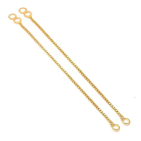 Earchain Single Layer Oxidized Plated Gold-Tone Crystal Ear to Hair Kan Chain Accessory for Women (GOLD EARCHAIN)/ Free Gift 1 Nosering, Free 1 Pair Earchain