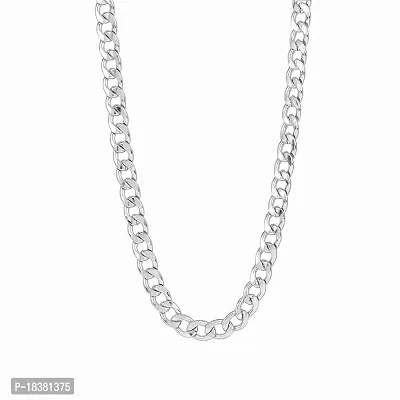 Fashio Accessories Men's Jewellery Silver Chain For Boys Elegant Stainless Steel Necklace Silver Chain Double Coated Chains For Men Neck Chain Necklace Boys (KADI-02)-thumb0
