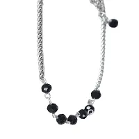 fashion accessories Pearl Anklet for Girl's(Silver and Black)-thumb3