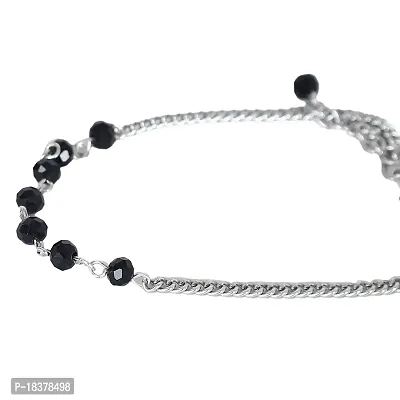 fashion accessories Pearl Anklet for Girl's(Silver and Black)