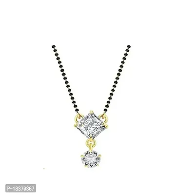 A-One Collection Mangalsutra Gold Plated SQUARE SHAPE Pendant with Black Gemstones Moti Jewelry for Women, A-One Collection