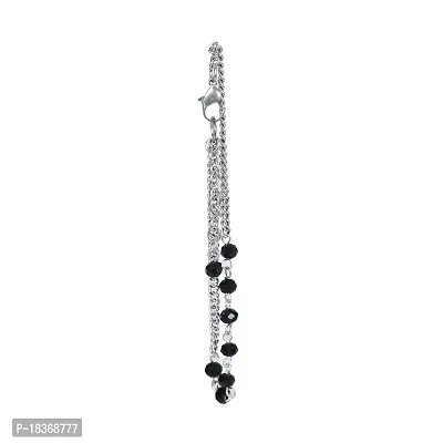 Zurii Pearl Anklet for Girl's(Silver and Black)-thumb2