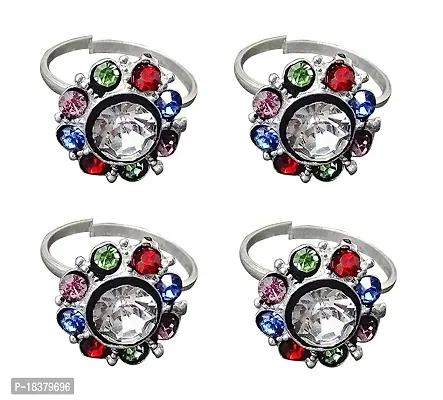 Fashion Accessories Pure Sterling Multi Color Silver Plated Toe Ring Jewelry for Women, Set 2 PCS-thumb0