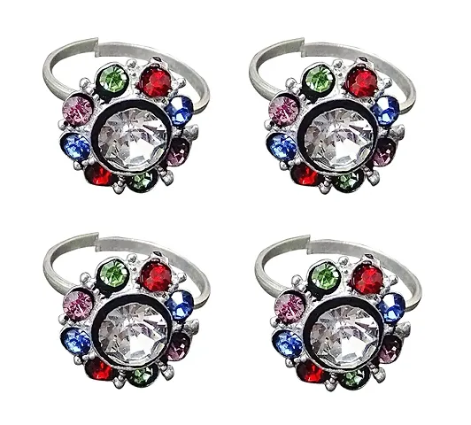 Fashion Accessories Pure Sterling Multi Color Silver Plated Toe Ring Jewelry for Women, Set 2 PCS