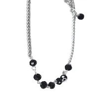 Zurii Pearl Anklet for Girl's(Silver and Black)-thumb3