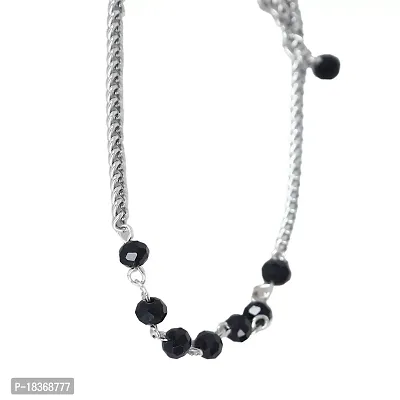 Zurii Pearl Anklet for Girl's(Silver and Black)-thumb4