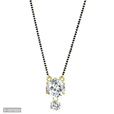 A-One Collection Mangalsutra Gold Plated Pendant with Black Gemstones Moti Jewelry for Women