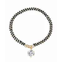 Ankur Imitation Jewellery Gold Plated Brass White American Diamond Hand Mangalsutra Bracelet for Women-thumb1
