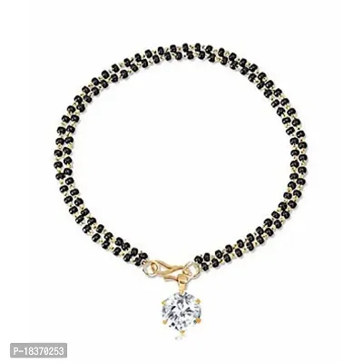 Ankur Imitation Jewellery Gold Plated Brass White American Diamond Hand Mangalsutra Bracelet for Women-thumb2