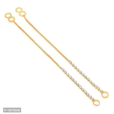 A-One Collection Single Layer Gold Plated Tone Crystal Ear Chain to Hair Accessory for Women