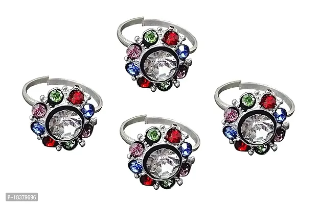 Fashion Accessories Pure Sterling Multi Color Silver Plated Toe Ring Jewelry for Women, Set 2 PCS-thumb2
