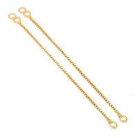 A-One Collection Single Layer Oxidized Gold Plated Gold-Tone Crystal Ear to Hair Kan Chain Accessory for Women (White, Golden)-thumb1