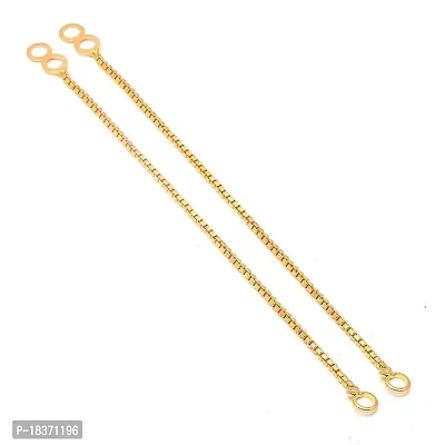 A-One Collection Single Layer Oxidized Gold Plated Gold-Tone Crystal Ear to Hair Kan Chain Accessory for Women (White, Golden)-thumb2