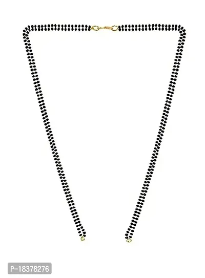 Fashion Accessories Black Micro High Gold Plated Bead Mangalsutra Double Chain Without Pendant for Women (18 Inch)-thumb0