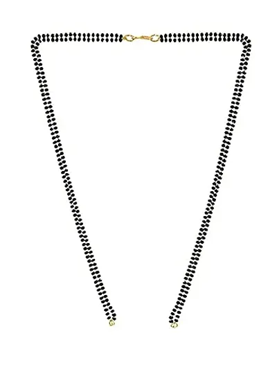 Fashion Accessories Black Micro High Gold Plated Bead Mangalsutra Double Chain Without Pendant for Women