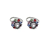 Fashion Accessories Pure Sterling Multi Color Silver Plated Toe Ring Jewelry for Women, Set 2 PCS-thumb4