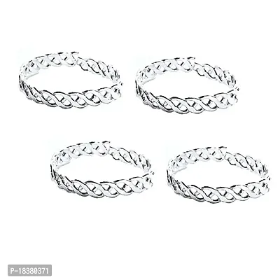 Fashion Accessories Silver Abstract Pattern Design Toe Ring Adjustable Jewelry for Women. Set of 2 PCS. (011)