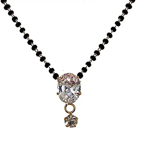 A-One Collection Mangalsutra Plated OVAL SHAPE Pendant with Gemstones Stone Jewelry for Women