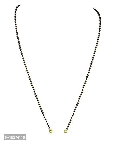 Fashion Accessories Black Micro High Gold Plated Bead Mangalsutra Single Chain Without Pendant for Women