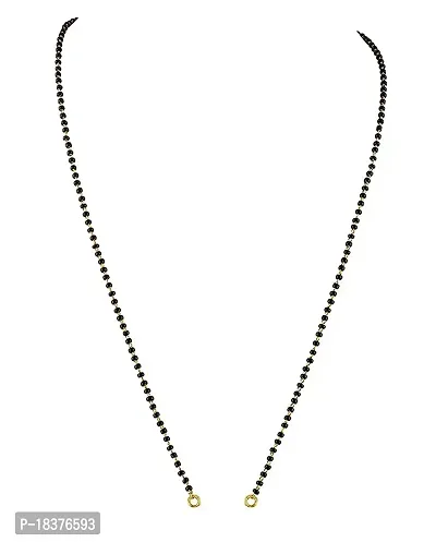 Fashion Accessories Black Micro High Gold Plated Bead Mangalsutra Single Chain Without Pendant for Women (18 Inch)-thumb0