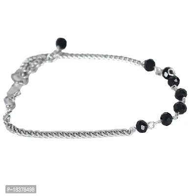 fashion accessories Pearl Anklet for Girl's(Silver and Black)-thumb3